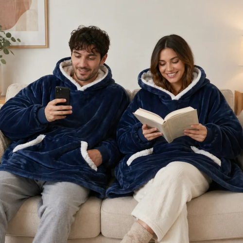 Buzo Manta Canguro Con Capucha y Corderito Unisex