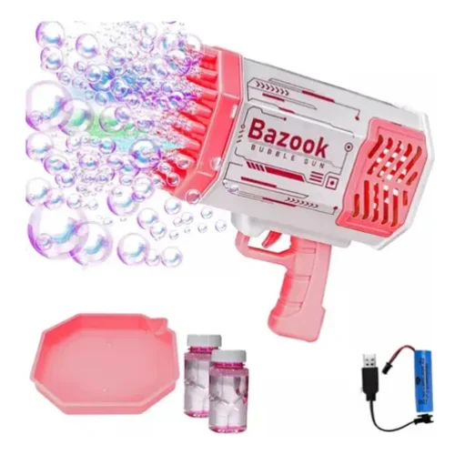 Pistola Burbujero Recargable Bazooka 69 Tiros De Burbujas