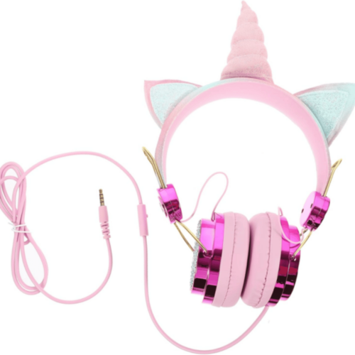 Auricular infantil de unicornio con orejas de colores