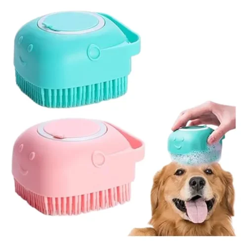 Cepillo De Silicona Para Mascotas Con Depósito De Jabón
