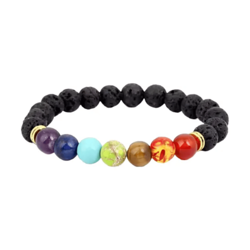Pulsera De Lava Natural 7 Chakras Original Yoga Meditación