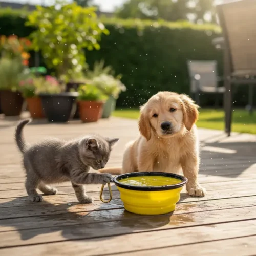 Plato De Silicona Comedero Bebedero Mascotas