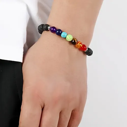 Pulsera De Lava Natural 7 Chakras Original Yoga Meditación - Imagen 2