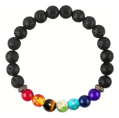 Pulsera De Lava Natural 7 Chakras Original Yoga Meditación - Imagen 3