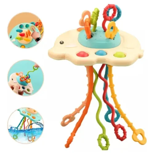 Juguete Sensorial Sonajero Cuerdas Aprendizaje Elefante