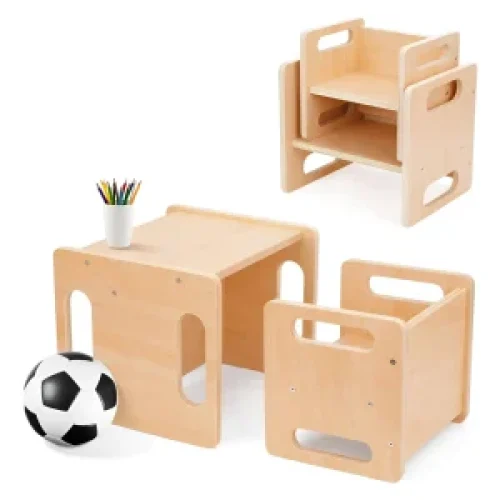 Cubo De Madera Montessori – Silla y Mesa