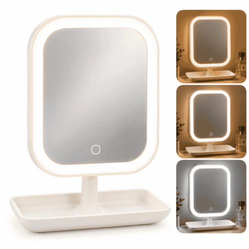 Espejo Led Plegable Portátil 3 Modos Iluminación USB