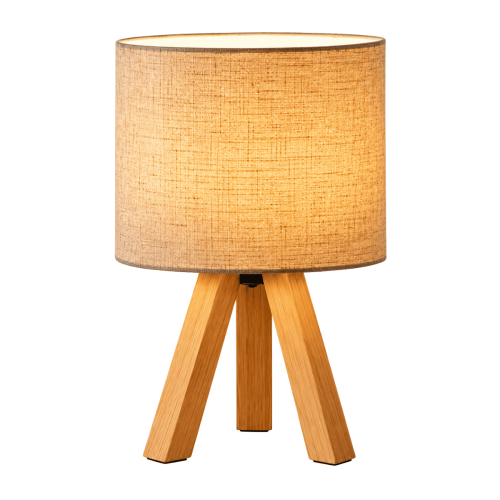 Lámpara De Mesa Trípode Madera Diseño Nórdico + Bombita Led