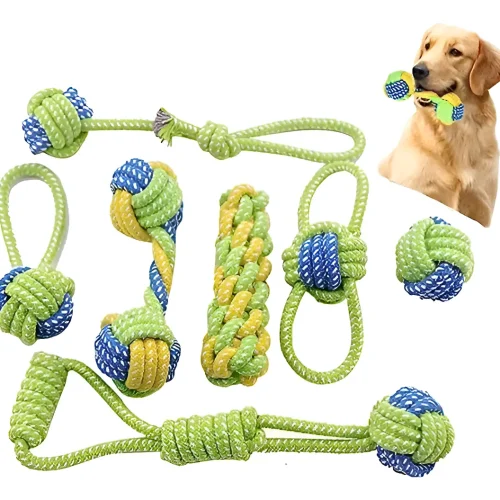 Juguetes Para Mascota Pelota Cuerda Soga x7 unid.