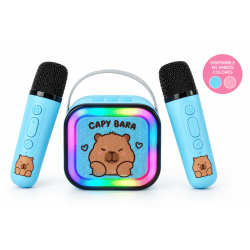 Set Parlante con Micrófono X2 Capibara Karaoke Con luces