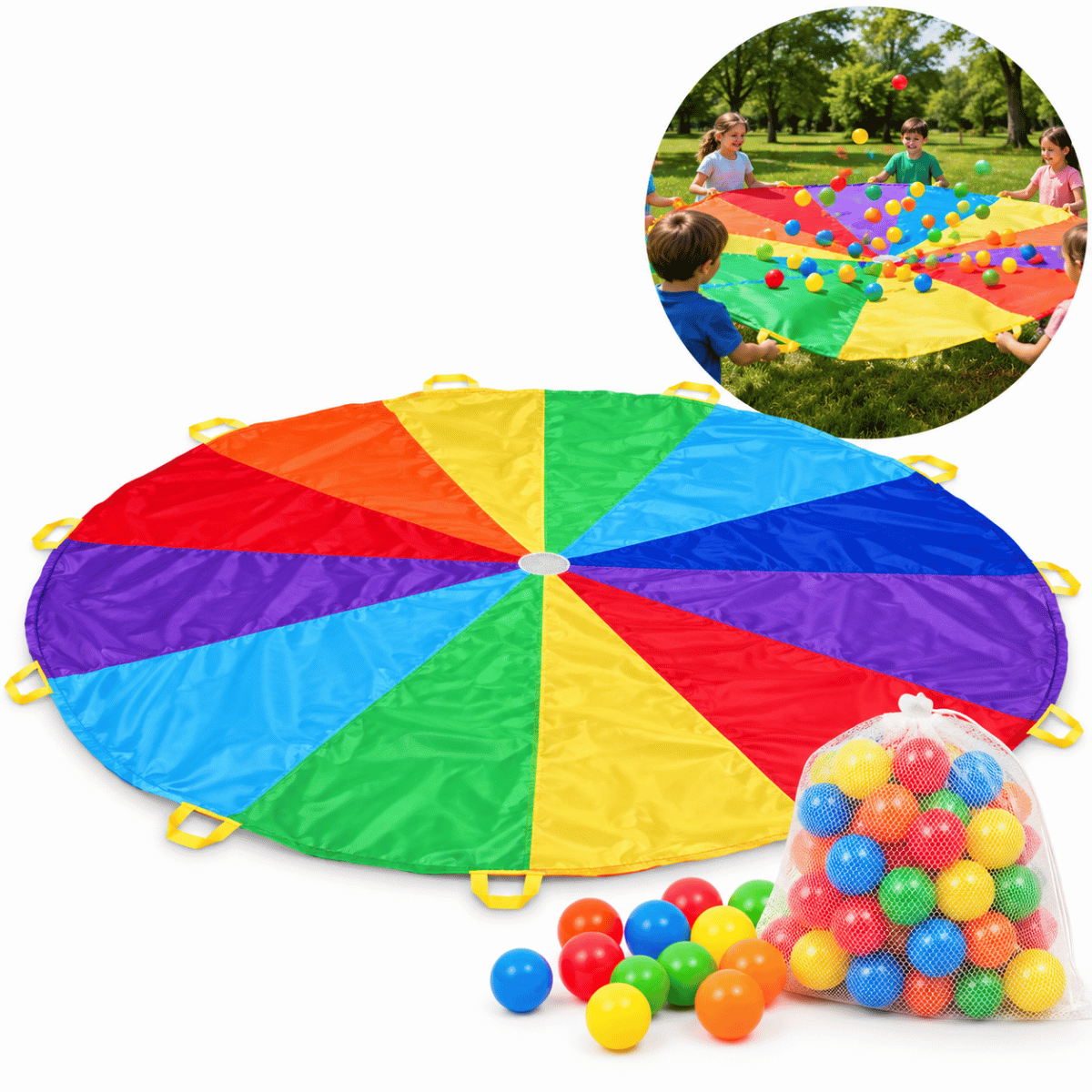 Paracaídas Didáctico Tela Multicolor 3.5mt Diametro