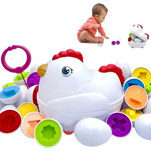 Juguete Educativo de Encastre Sensorial Gallina Con Huevos