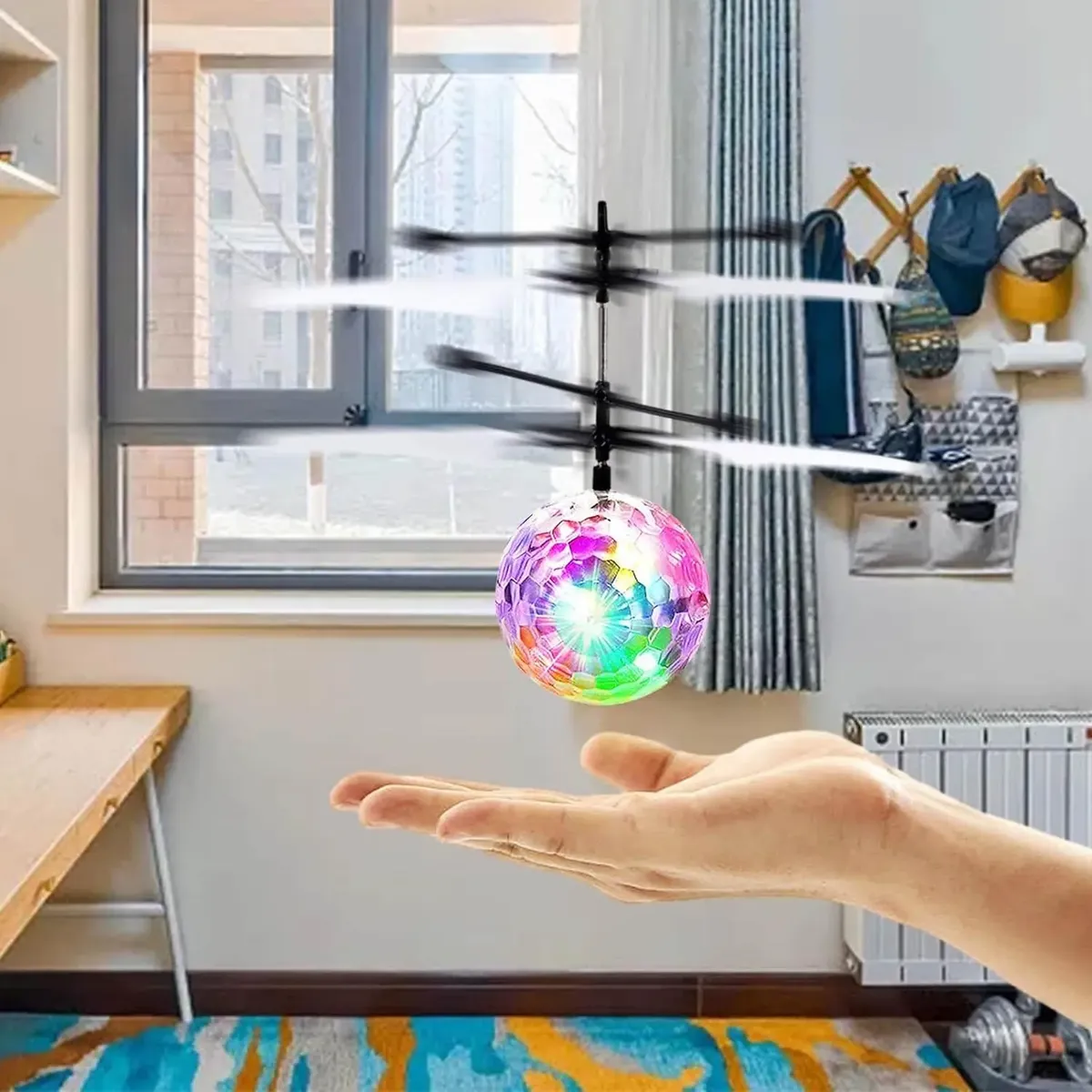 Esfera Bola Voladora Infantil Sensor Luces Led Recargable - Imagen 2