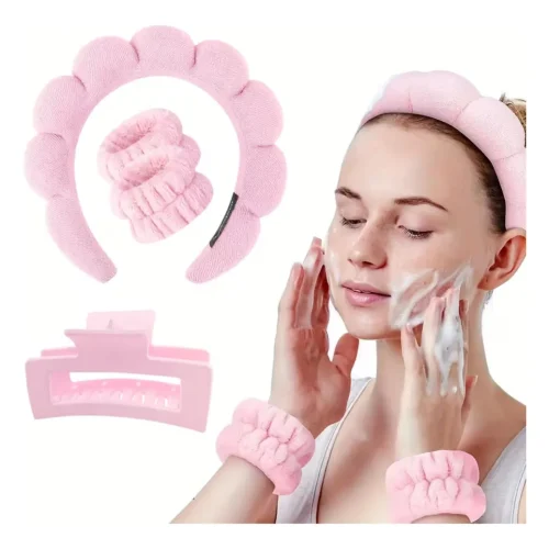 Set De Skincare Vincha Muñequeras Broche