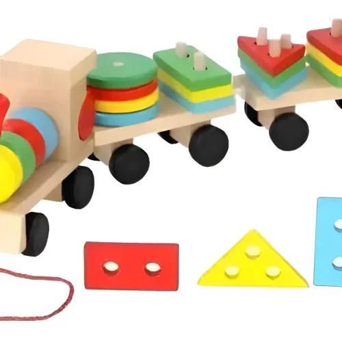 Tren Didáctico De Madera Montessori Arrastre Y Encaje