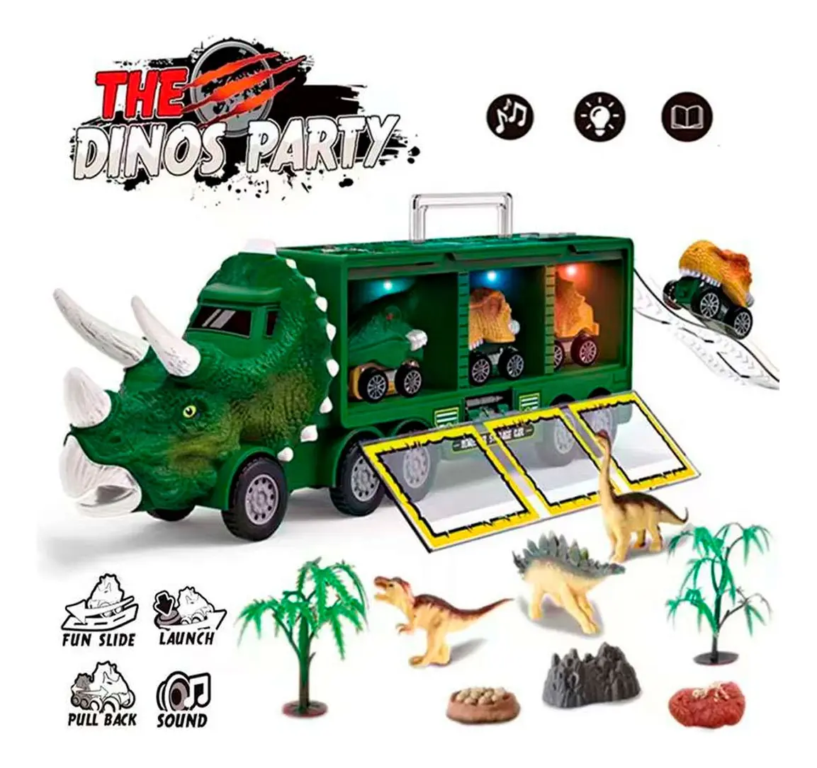 Camión Dinosaurio Transportador Con Vehículos - Imagen 3