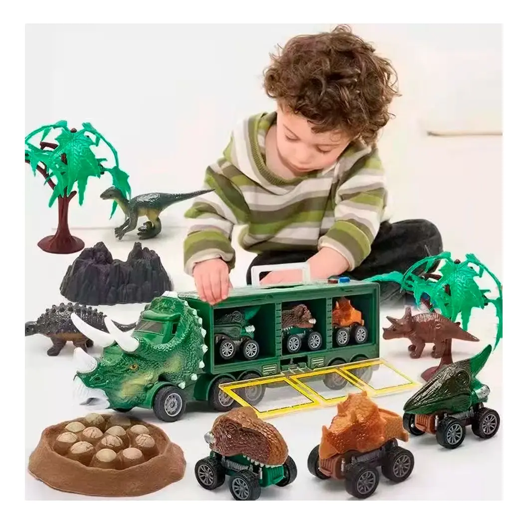 Camión Dinosaurio Transportador Con Vehículos - Imagen 2