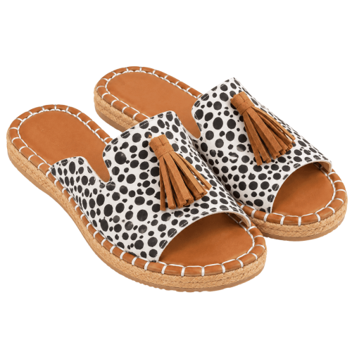 Sandalias Mujer Animal Print Con Flecos