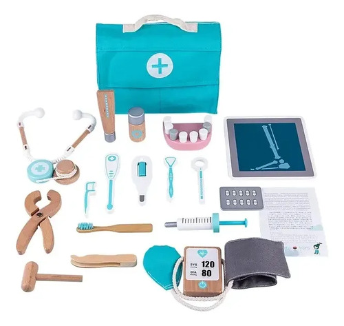 Set De Dentista De Juguete En Madera Con Accesorios Doctor - Imagen 2