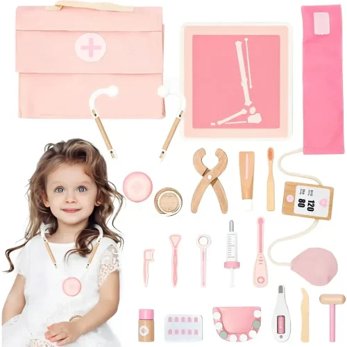 Set De Dentista De Juguete En Madera Con Accesorios Doctor
