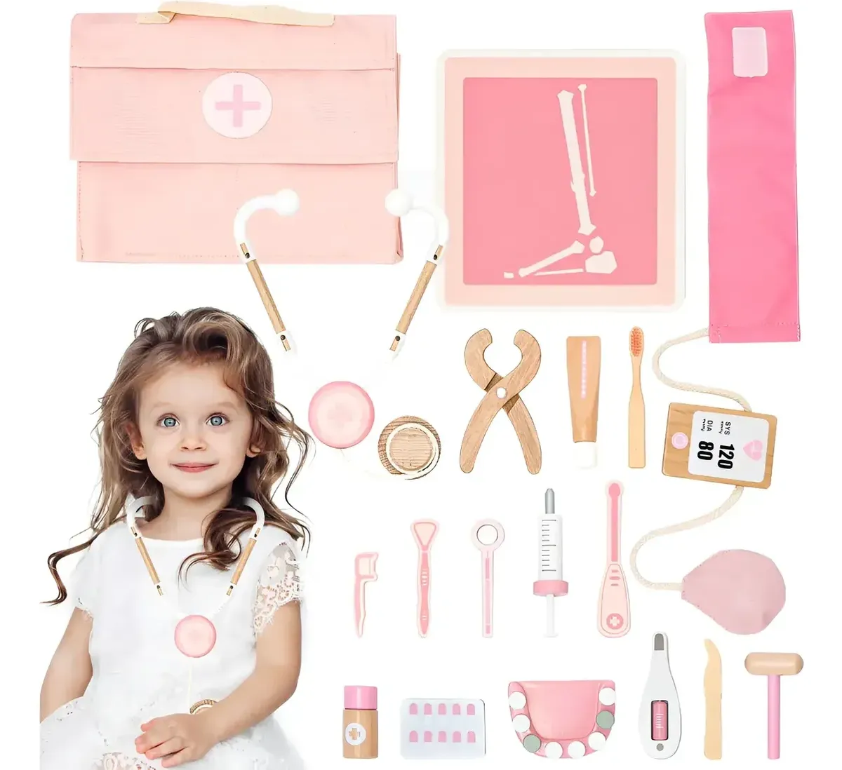 Set De Dentista De Juguete En Madera Con Accesorios Doctor