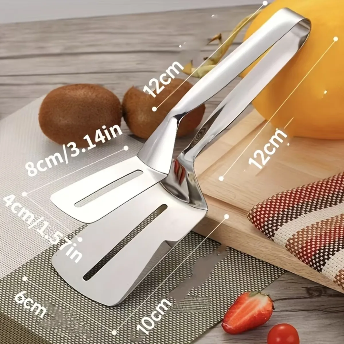 Pinza Espátula 2 En 1 Acero Inoxidable Para Cocina - Imagen 3