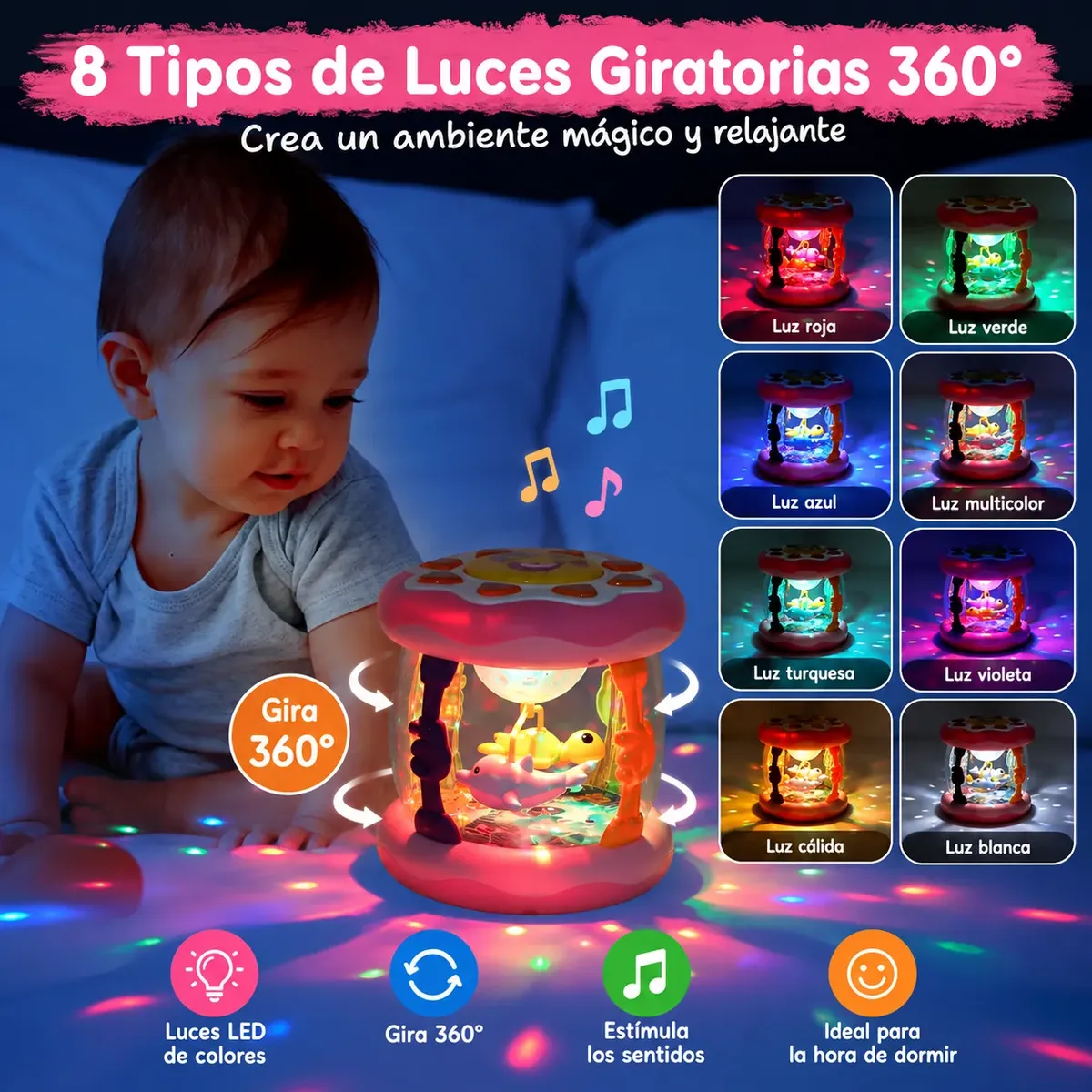 Juguete Musical Proyector Para Bebés Con Luz Y Sonido - Imagen 3