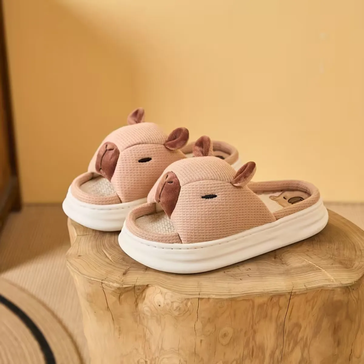 Pantuflas Capibara Carpincho Suela De Goma Adulto - Imagen 2