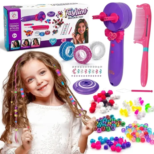 Set Juego Belleza 3 En 1 Trenzador De Pelo Con Accesorios