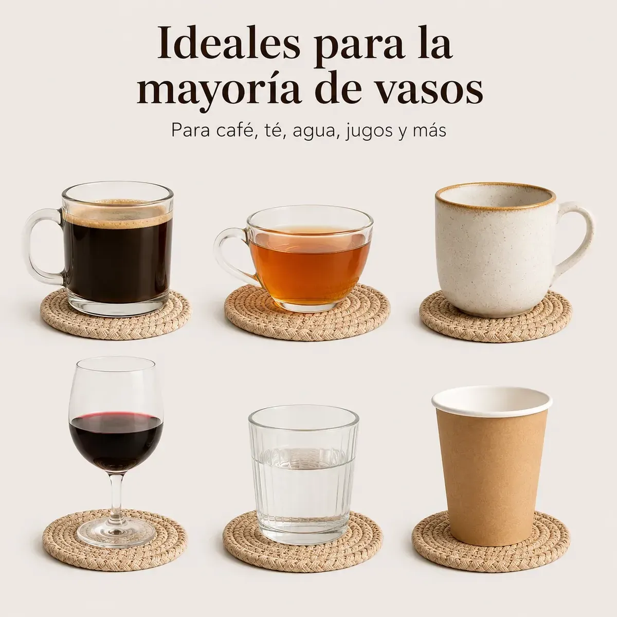 Set 8 Posavasos De Cuerda Trenzado Con Soporte - Imagen 3