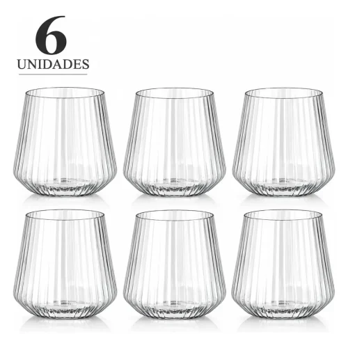 Set X6 Vasos De Acrílico Acanalados Para Agua o Jugo