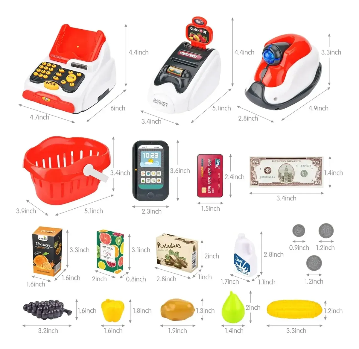 Caja Registradora De Juguete Con Accesorios De Supermercado - Imagen 3