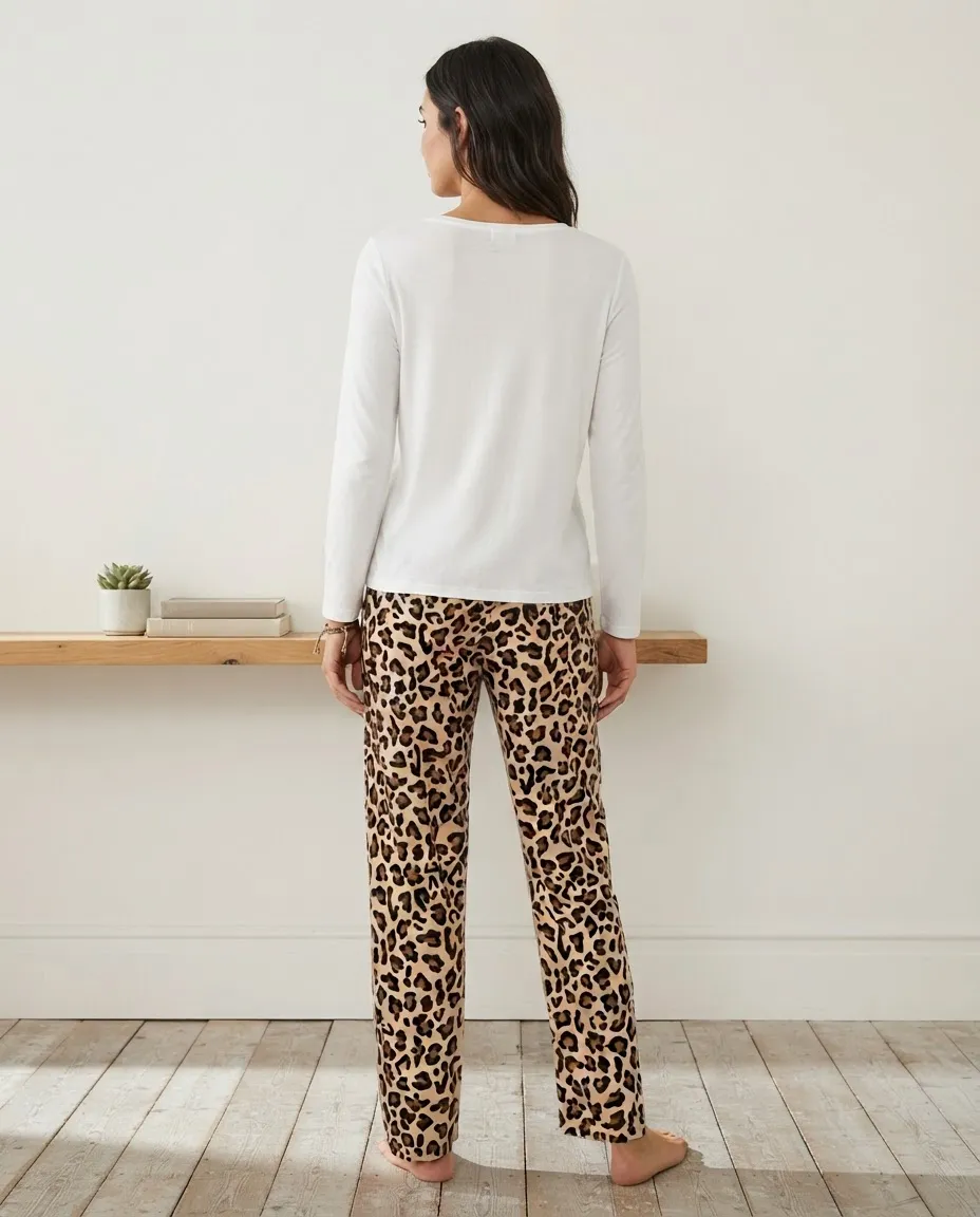 Pijama Mujer Animal Print Leopardo Manga Larga - Imagen 3
